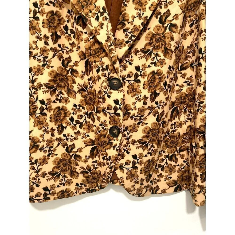 New Free People Floral Print Blazer Jacket Boxy Medium